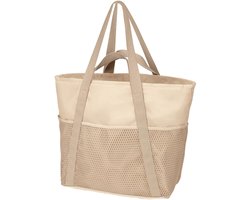 Schoudertas - Reistas - Strandtas, Grote waterdichte en zanddichte opvouwbare tas voor dames met ritsvak van mesh, geschikt voor dagelijks reizen, kamperen, dineren, winkelen - Beige