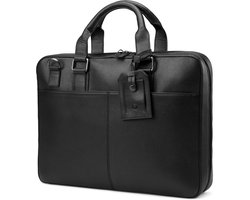 Scott Zwarte Lederen Laptop Aktetas
