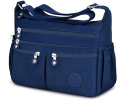 Selbro®, Crossbody Bag voor dames, grote capaciteit, waterdichte nylon schoudertas voor dames, middelgroot, casual handtas & lichte schoudertas, grote messenger bag met veel vakken, blauw, Medium