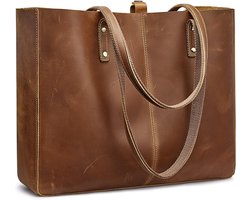 Selbro®, Leren schoudertas voor dames, grote handtas, werkportemonnee