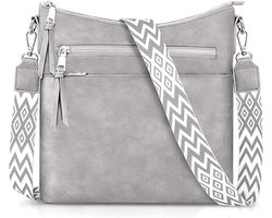 Selbro®, Middelgrote schoudertas voor dames, elegante handtas van kunstleer met meerdere zakken en afneembare verstelbare schouderriem, grote tas met franjes voor winkelen, afspraken, reizen