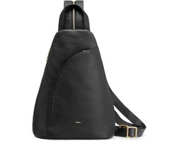 Selbro®, Schoudertas voor dames, kleine leren rugzak, crossbody-borsttas, heuptas, zwart, zwart, zwart