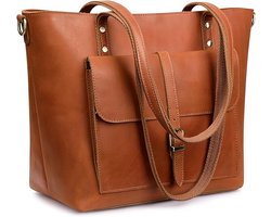 Selbro®, Vintage leren damestas, grote schoudertas, werkhandtas, zwart