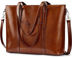 Selbro®, Vrouwen Echte Lederen Laptoptas Schouder Handtassen 15,6 Inch Portemonnee