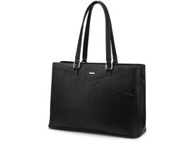 SLC Collection – Dames - Laptoptas - Zwart - Werktas – Schooltas – Handtas - Laptop 15,6 inch – PU Leer - Stijlvolle Tas voor Werk, School & Zakelijk Gebruik - 01LK