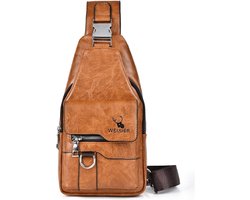 Sling bag schoudertas - PU leer waterdicht - vintage crossbody rugtas - ideaal voor casual outdoor activiteiten - SnelShoppen