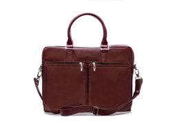 Solier SL01 Dundee - Laptoptas Heren - Echt Leer - 17 inch Laptopvak - Zakelijk Gebruik - Schouderriem - Bordeaux