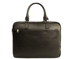 Solier SL01 DUNDEE Leren Heren Laptoptas 17 inch – Schoudertas en Aktetas van Echt Leer – Donkerbruin