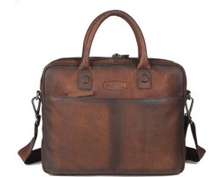 Sparwell Leren laptoptas 14" inch | Aktetas 100% Leer | Donker Bruin