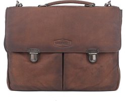 Sparwell leren tas - Lederen aktetas - 15.5 inch laptoptas - Donker bruin