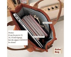 Stunq® Dames Schoudertas van Koord, Grote Dagelijkse Schoudertas van Koord, Shopper, Casual Handtas, Katoenen Tas, Stoffen Tas voor Vrouwen voor Universiteit, Kantoor, School, Reizen en Winkelen, bruin