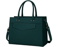 Stunq® Luxe Dames Schoudertas 15,6 Inch – Elegante Laptophandtas & Multifunctionele Shopper met Laptop vak en Organizers – Groen, Perfect voor Werk en Kantoor Aktetas