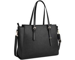 Stunq® Luxe Dames Shopper Laptoptas 15,6 inch – Multifunctionele Ruime Laptop Tas met Extra Opbergvakken – Ideaal voor Werk, School en Reizen Zwart