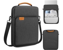 Tablet Sleeve Tas met Handvat en Schouderband voor 13 Inch iPad Air, Pro en Galaxy Tab S8+/S9+, Zwart en Grijs, Bescherming en Draaggemak