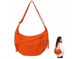 Tas-Modieuze Crescent Crossbody Tas -Dames heuptasje-Nylon Schoudertas Dames - Lichtgewicht Hobo Bag voor Dames - Dumpling Tas voor Reizen en Outdoor - Multifunctionele Handtas met Gesp - oranje