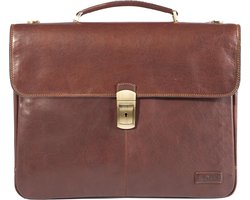Tony Perotti - Laptoptas 2-vaks met klepsluiting - Donkerbruin
