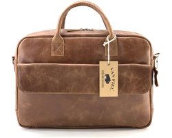 Van Fiel Carvano lederen Laptoptas t/m 17 inch cognac