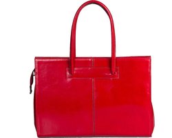 Viabologna Laptoptas Elegante leer - rood