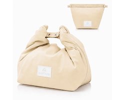 Vouwbare Isolerende Lunchtas Beige, Lekvrije Bento Tas voor Werk, School en Reizen met Thermische Bescherming