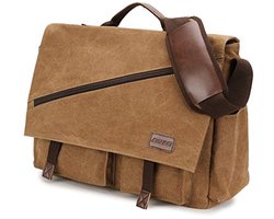 Waterbestendige Canvas Riemzak voor Laptop tot 17 Inch - Draagbare Schoudertas voor Zaken