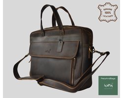 WiMa PetsAndBags - Laptoptas -Amsterdam – 17 inch Crazy Horse (rund) leren laptoptas (handgemaakt)