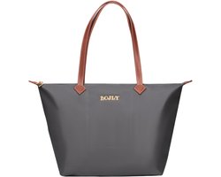 Women's Handbag, Large Tote Bag, Leather Nylon Shoulder Bag, Foldable, Large, Black, Large - ShopVlot
