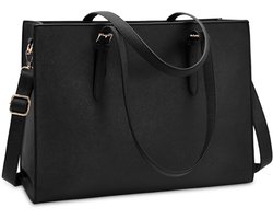 Ynkkvre - Dames Tas - Shopper - Schoudertas - Business Briefcase - Waterafstotend Krasbestendig PU-leer Met Gewatteerd Vak Voor 15,6 Inch Laptop - 1 - Universeel Zwart