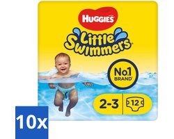 10 x Huggies Little Swimmers maat 2-3 (3-8 kg) 12 stuks per verpakking - Zwemluiers - Zwemluiers Maat 2-3 - Wegwerp Zwembroekjes - Zwemluiers Voor Kinderen - Zwemluiers Met Anti-lekrandjes