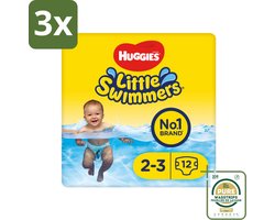 3 x Huggies Little Swimmers maat 2-3 (3-8 kg) 12 stuks per verpakking - Grootverpakking - Zwemluiers - Zwemluiers Maat 2-3 - Wegwerp Zwembroekjes - Zwemluiers Voor Kinderen - Zwemluiers Met Anti-lekrandjes