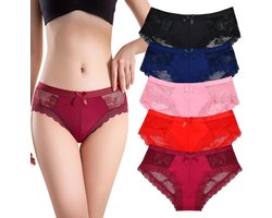 Allecta - Kanten ondergoed dames bloemenkant strik lage taille bikinislip hipsterslipje