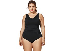 Allecto plus - Dames Sport Shirred Plus Size Badpakken Atletische Zwempak voor Vrouwen