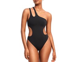 Allecto plus - Eendelig badpak dames met cut-out schouder en figuurcorrigerende voering - Zwemkleding monokini voor dames