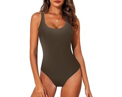 Allecto Plus - Eendelig badpak voor dames met diepe U-hals - Slangen- en luipaardpatroon - Modieuze halterbikini met sexy uitstraling