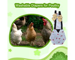 Allecto plus - Herbruikbare Wasbare Luier voor Kip en Eend - Verstelbare Luier voor Gevogelte - Blauwe Bloem Design - Maat S