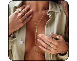 Allecto plus - Sexy lichaamssieraden voor vrouwen: buik taille ketting met strass voor zomer strand bikini.