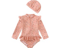 Badpak voor meisjes, kinderen, 2-delig, bikini, bloemen, ruches, uv-bescherming, zonwering, strand, zwembad, zwemmen, zomer, vakantie, A73