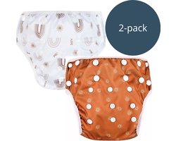 BonBini’s® Verstelbare Wasbare Zwemluiers 2-pack – herbruikbare luiers (3–15 kg) met anti-lek design