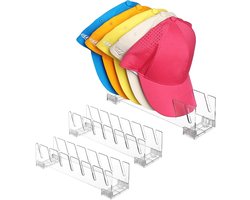 Cap organizer set 2 stuks vitrine stands - transparante opberghouder voor baseball cap golfcap truckpet - afneembaar | eenvoudige grip | minimalistisch - cap opberghouder - geschikt voor alle maten caps - wit.