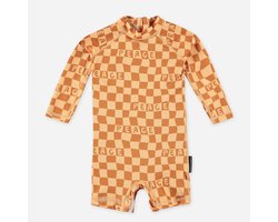 CHECKERED PEACE BABY - 80/86 - Zwempakje lange mouw UV50+ bescherming