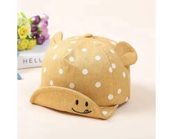 CHPN - babyPetje - BabyHoedje - Baby hoedje - Baby petje - Kinderpet - Babymuts - Babycap - Cap - Zomerpetje - Petje - Oker - Stippen - Dots - Met oortjes