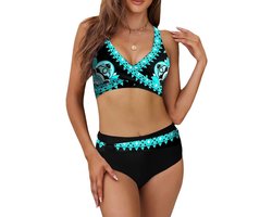 Dames-Badpak-2-delig-Print-Vest-Push-up-Taille-Sportkleding-Strandbikini-Grote maat-S-M-L-XL-2XL-Zwemkleding-Vrouw-Zwemmen-Zwarte maat-Modellen-Kleuren-Aanbieding