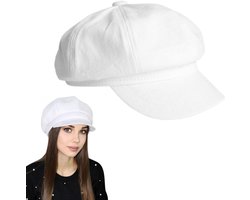 Dames Flat Faux Wol Pet - Retro Newsboy Cap - Een maat