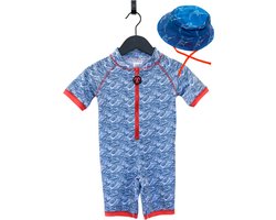 Ducksday –set - zwempakje - bijpassend zomerhoedje – voor kinderen – UV-werend UPF50+ - Straya – maat 1 jaar