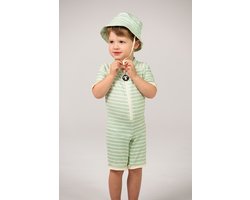 Ducksday - zwempakje voor baby en peuter - unisex - eendelig - met rits - UV-werend UPF50+ - Andes - Muntgroen - 1 jaar
