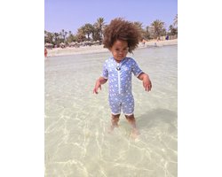 Ducksday - zwempakje voor baby en peuter - unisex - eendelig - met rits - UV-werend UPF50+ - Manta - Blauw - 2 jaar