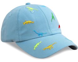 E-Ambar - Blauwe kinderpet met dierenborduurwerk, verstelbare zonnehoed van katoen met UV-bescherming voor peuters. Perfect voor jongens en meisjes tijdens wandelen, reizen en aan de kust.