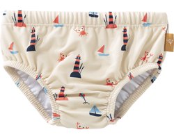 Fresk UV Zwembroek - 86/92 - Ruimte voor Zwemluier - UV-bescherming UPF 50 - Dubbel Gevoerde Zwemkleding - Rekbaar - Aansluitende Pasvorm - Badkleding voor Jongens - Crème - Lighthouse