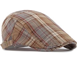 Geruit patroon platte pet voor dames en heren | Zomer hoed met klimop design | Verstelbare flatcap van ademend katoen