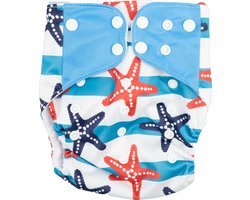 Honeybears – Zwemluier wasbaar – Baby zwemluiers – Wasbare & Verstelbare zwemluier – Zwemluier baby - Blauw met zeesterren – 0-3 jaar