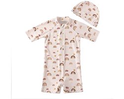 Il Bambini - UV-Zwempak - swimsuit met mutsje - UPF50+ - lichtoranje met regenboogjes - maat 98/104